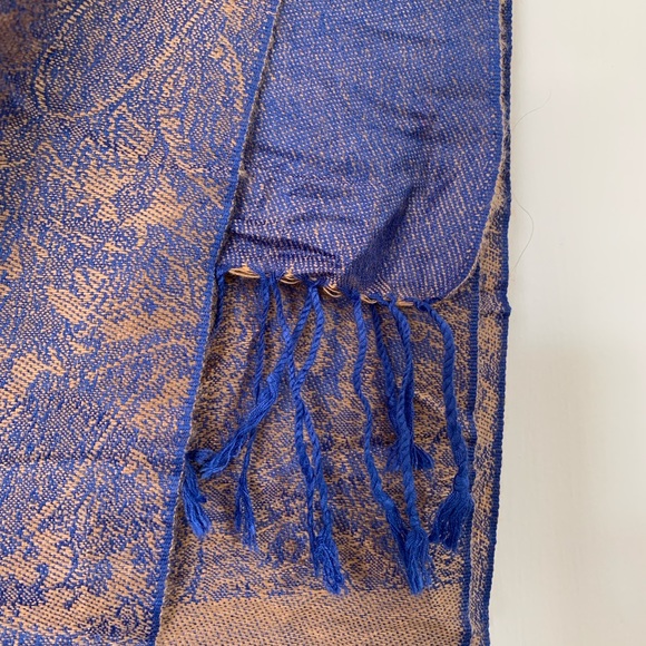 100% Pashmina Scarf 😍 Tassel Wide Long Purple Royal Blue Rose Gold Paisley Print - Picture 3 of 5